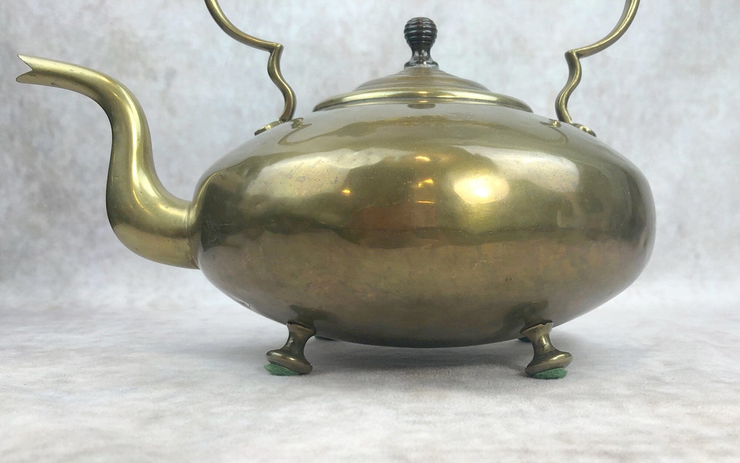 Antique Brass Teapot or Kettle or Coffee Pot with Glass Handle. Kettle Pot with Feet for Home Decor.