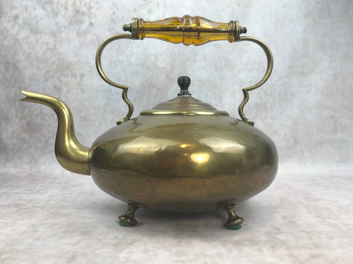 Antique Brass Teapot or Kettle or Coffee Pot with Glass Handle. Kettle Pot with Feet for Home Decor.