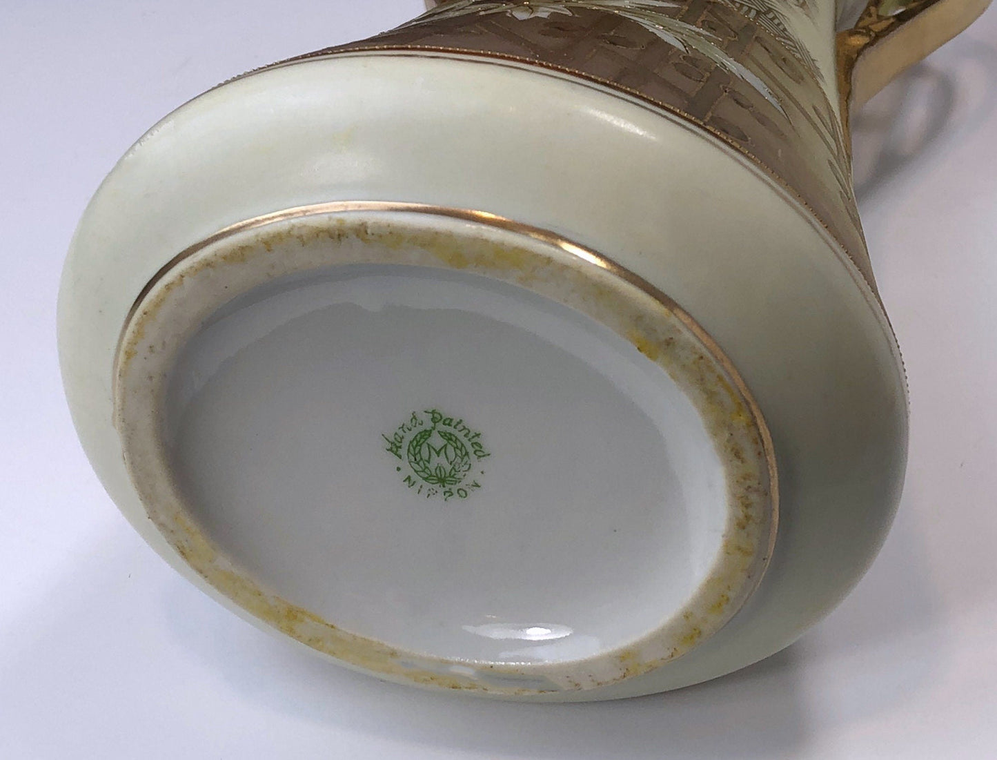 Hand Painted Art Nouveau Vase by Nippon. Antique Vase Made in Japan, Champagne Gold Pink Cream Colors.