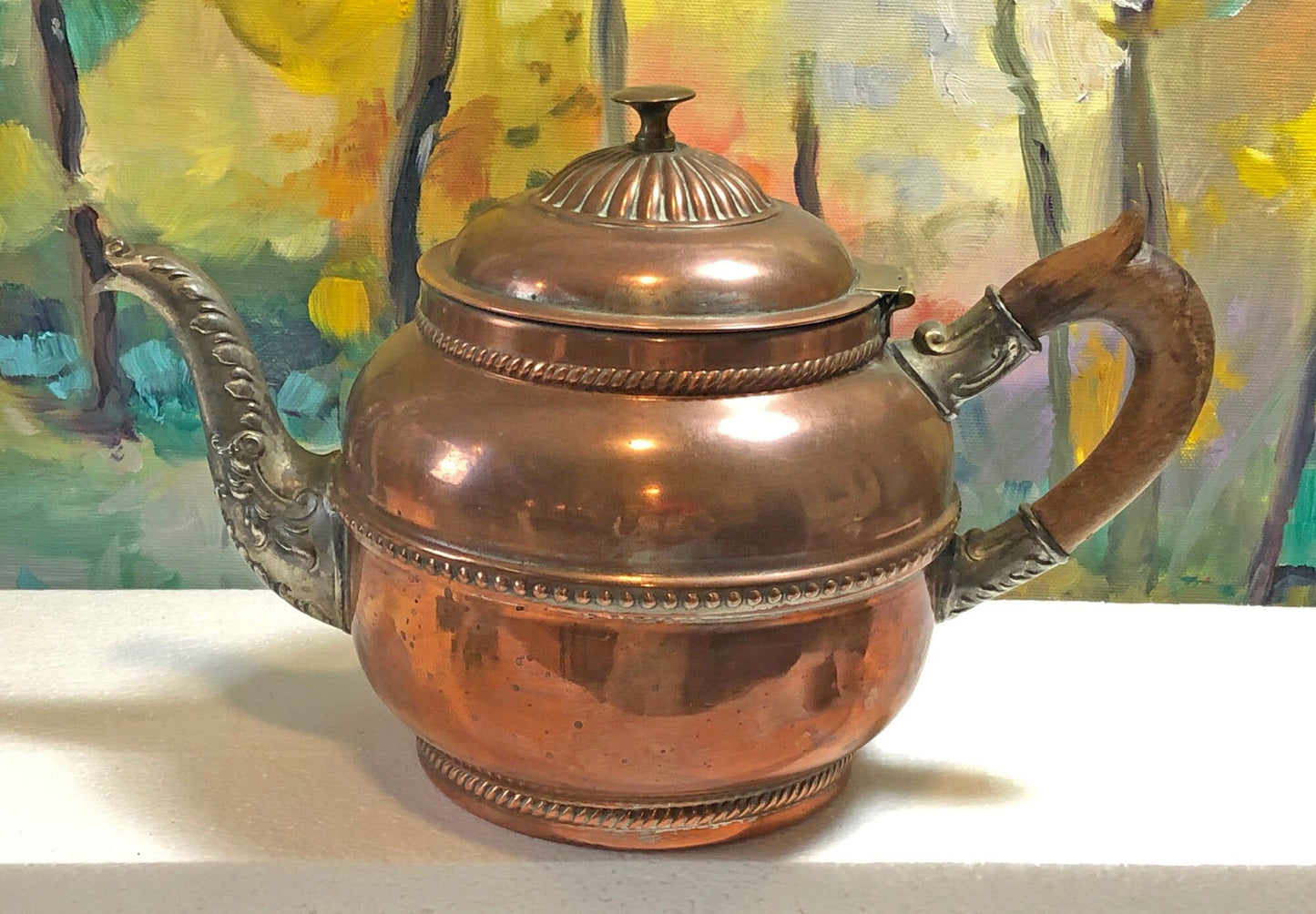 Antique Iron Kettle with Brass Cover.  Old English, Heavy Kettle.  No 1, J&J Siddons, Westbromwich, 4 pints.