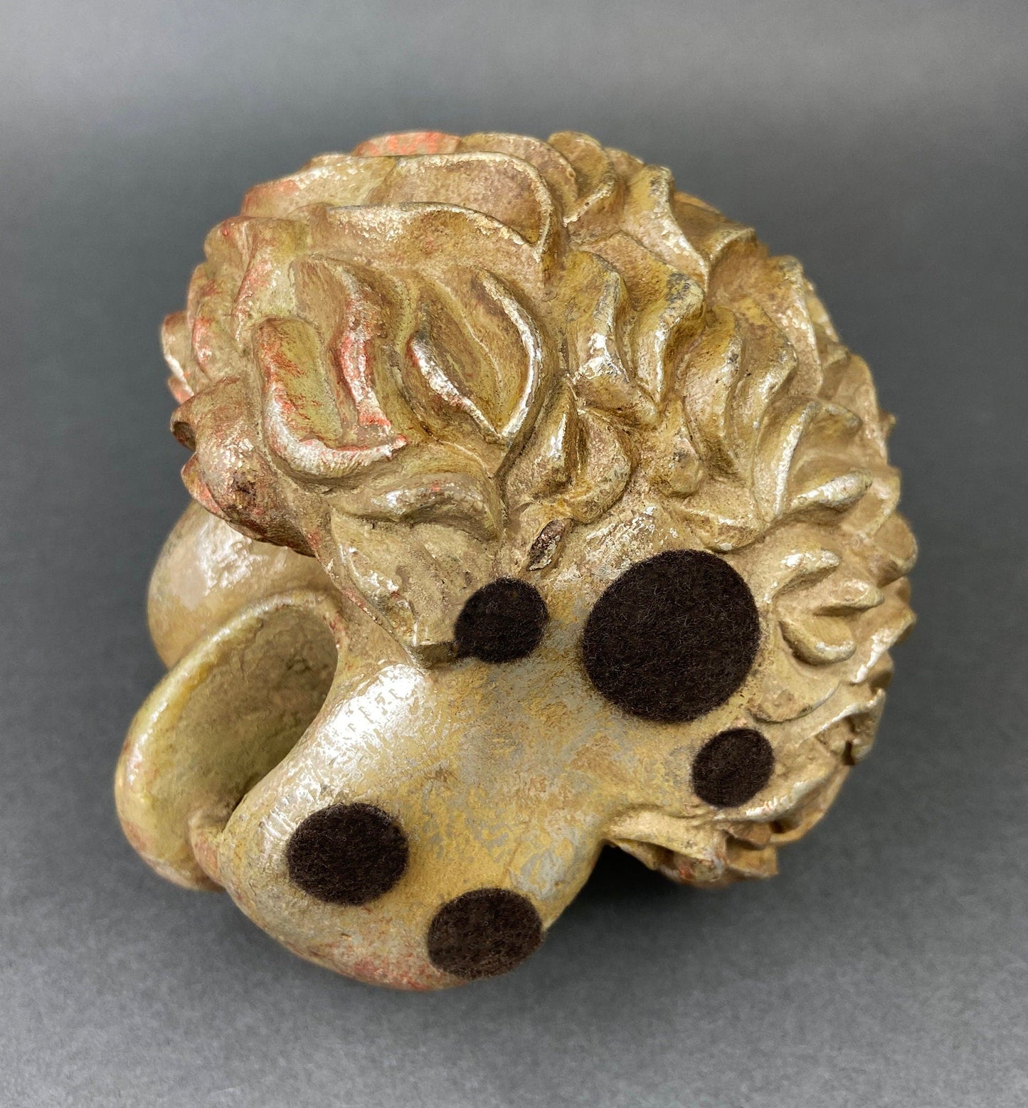 Lion Paper Weight or Office Sculpture/Figurine. Distressed Gold/Silver Lion Head.