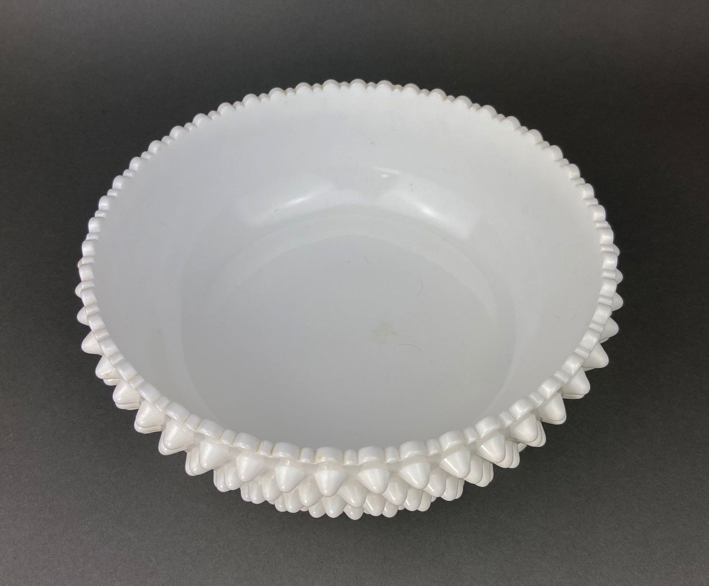 Vintage Milk Glass Bowl.  Serving Dish with Reticulated Rim.  Open Lace White Table Centerpiece. Collectibles. Replacements.