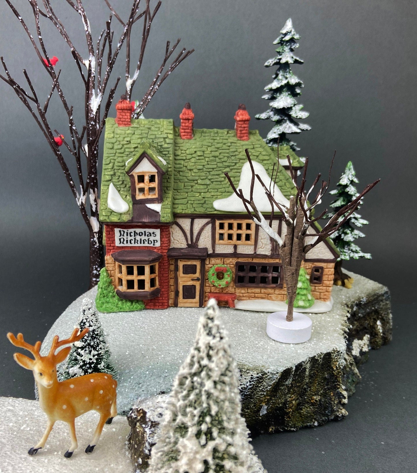 Christmas Village House by Department 56. New England Village Series. Illuminated Nicholas Nickleby Cottage.