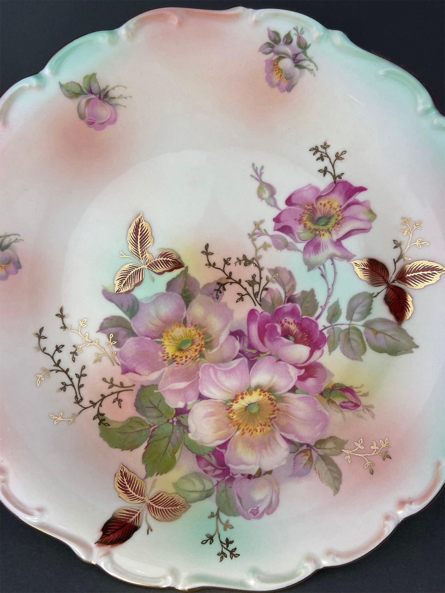 Footed Cake Stand. Vintage, Hand Painted Porcelain. OTCO, Bavaria. Fragonard, 18th C Inspired, Amorous Motifs. Collectible.