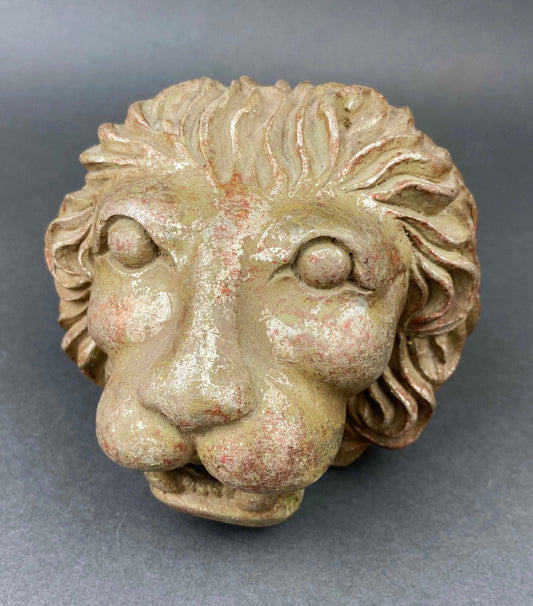 Lion Paper Weight or Office Sculpture/Figurine. Distressed Gold/Silver Lion Head.