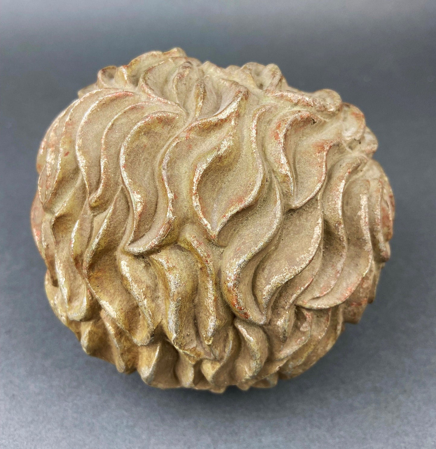 Lion Paper Weight or Office Sculpture/Figurine. Distressed Gold/Silver Lion Head.
