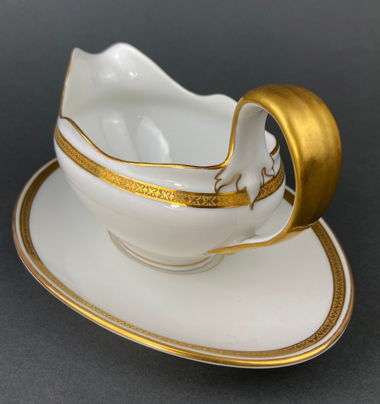 Antique Limoges Porcelain Tureen.  Wedding Band China. Soup Serving Dish. Finest Porcelain by Haviland, France
