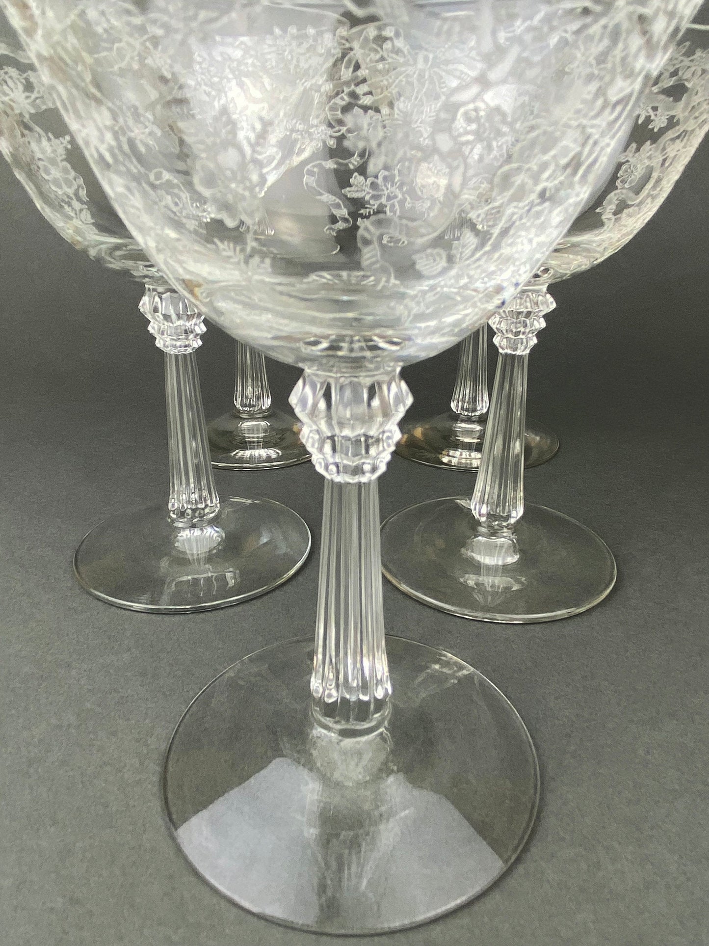 Fenton Champagne Stemware, Tall Sherbet Crystal Glasses.  Romance by Fenton.  Set of 6 Vintage Stemware. Fine Crystal.