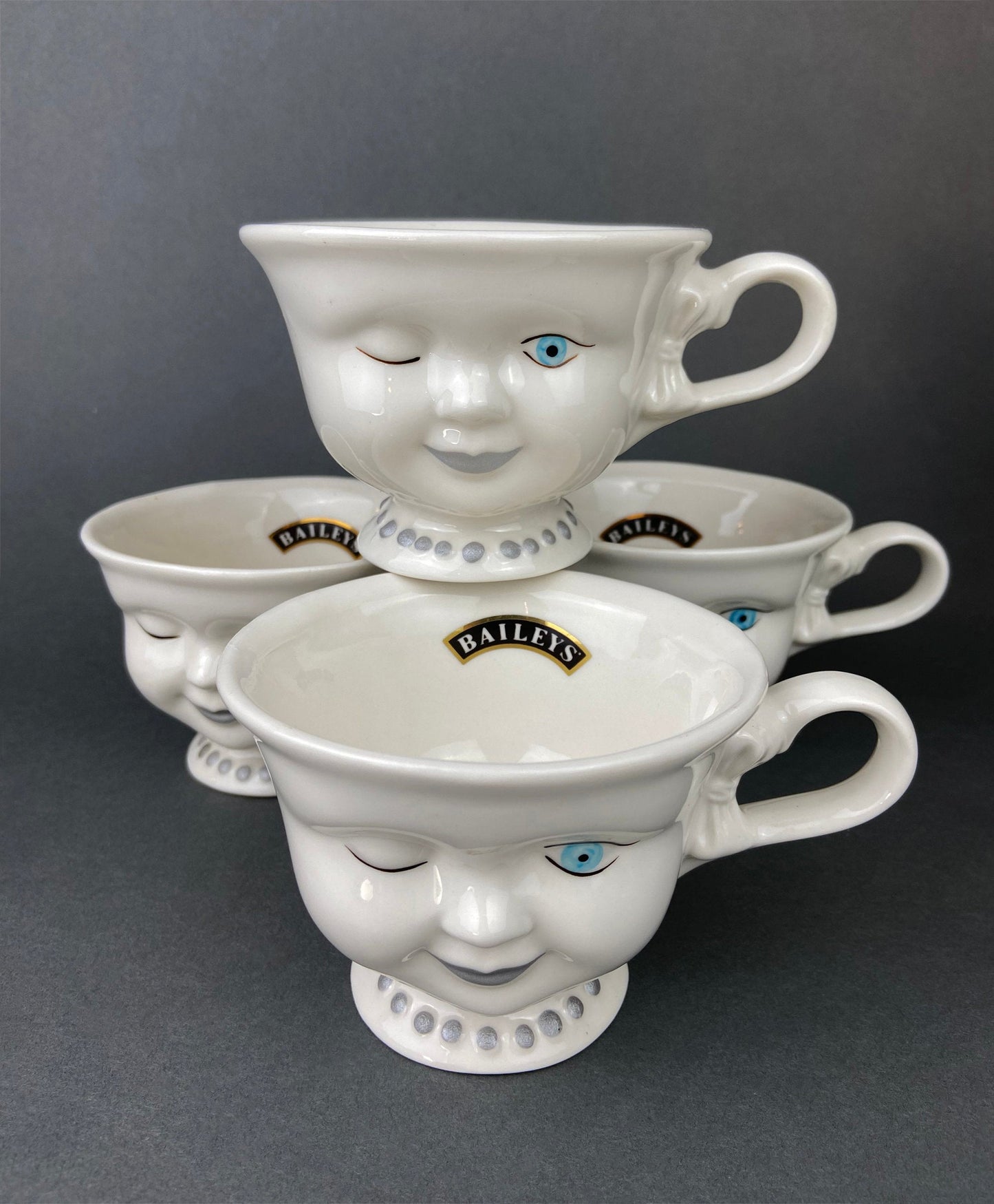 Bailey's Winking Face Creamer with Blue Bow.  Yum Collectible Creamer.  Limited Edition.