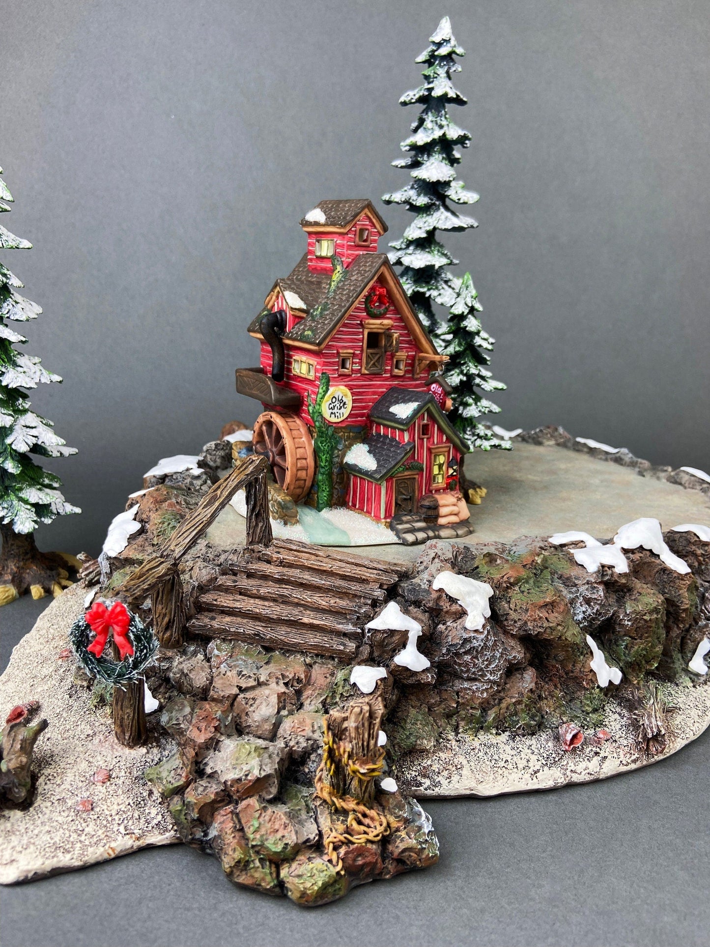 Christmas Village Platform by Department 56. Sounds of the North Woods. Christmas Village Accessories: Platform, 2 Pines, and 2 Naked Trees