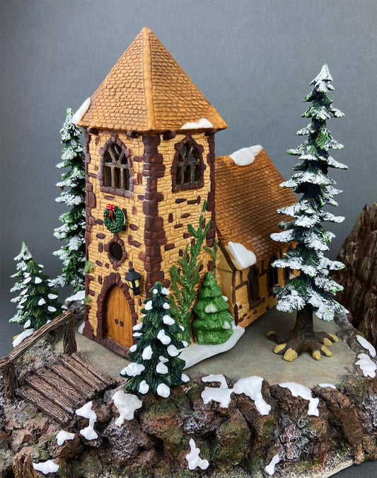Christmas Village Accessories by Department 56.  Illuminated Village Church.  Dickens Village Series.