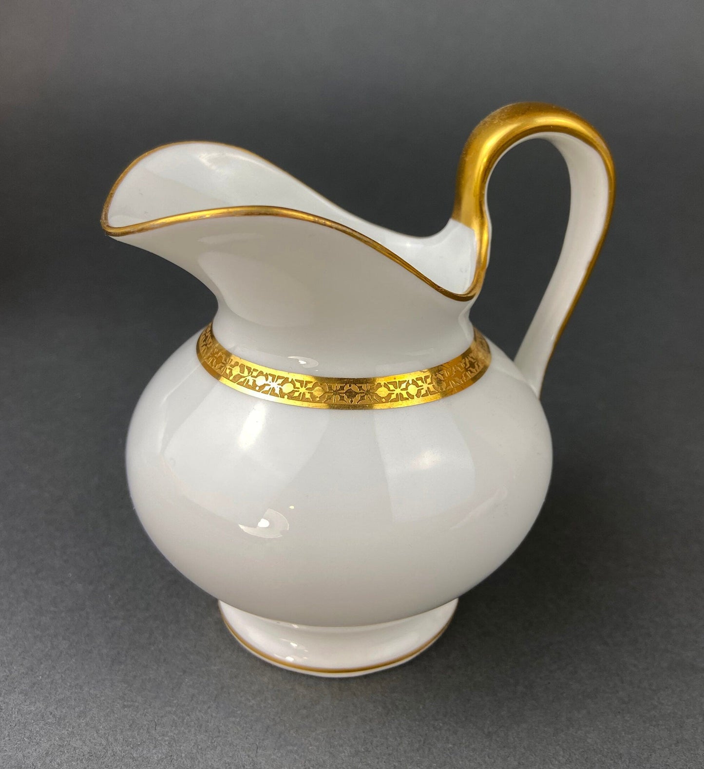 Antique Limoges Porcelain Tea Set. Set of Six Wedding Band Cups and Saucers, Teapot, Creamer and Sugar Bowl.  Haviland, France.