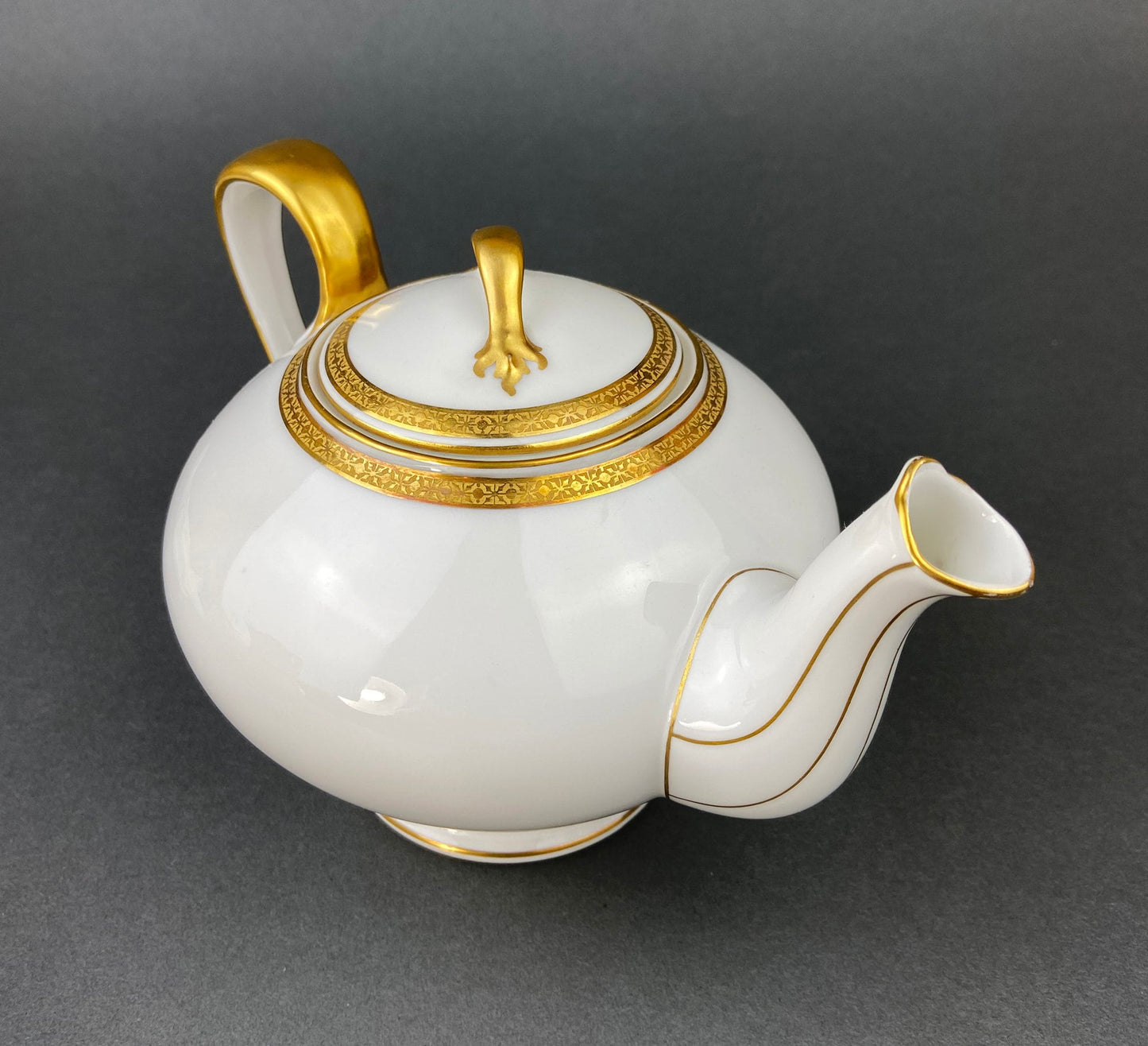 Antique Limoges Porcelain Tea Set. Set of Six Wedding Band Cups and Saucers, Teapot, Creamer and Sugar Bowl.  Haviland, France.