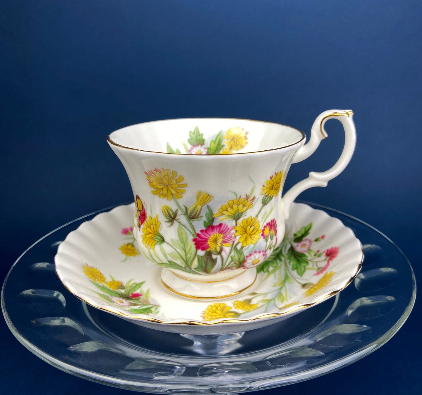 Vintage Tea/Coffee Cup and Saucer.  Royal Albert Orchid Motif. Fine Bone China. Made in England. Collectibles.  Replacements.