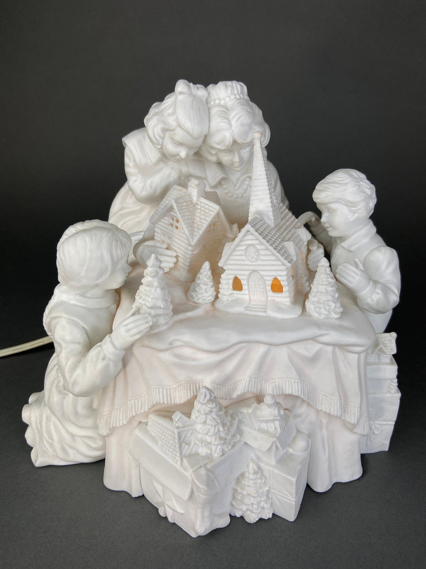 Christmas Accessories by Dept. 56. Family Tradition Winter Silhouette. Illuminated White Porcelain. Incredible Detail All Around.