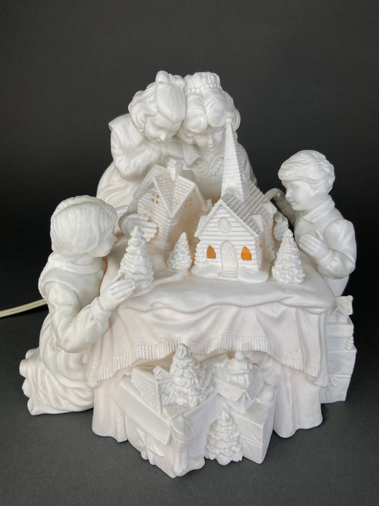 Christmas Accessories by Dept. 56. Family Tradition Winter Silhouette. Illuminated White Porcelain. Incredible Detail All Around.