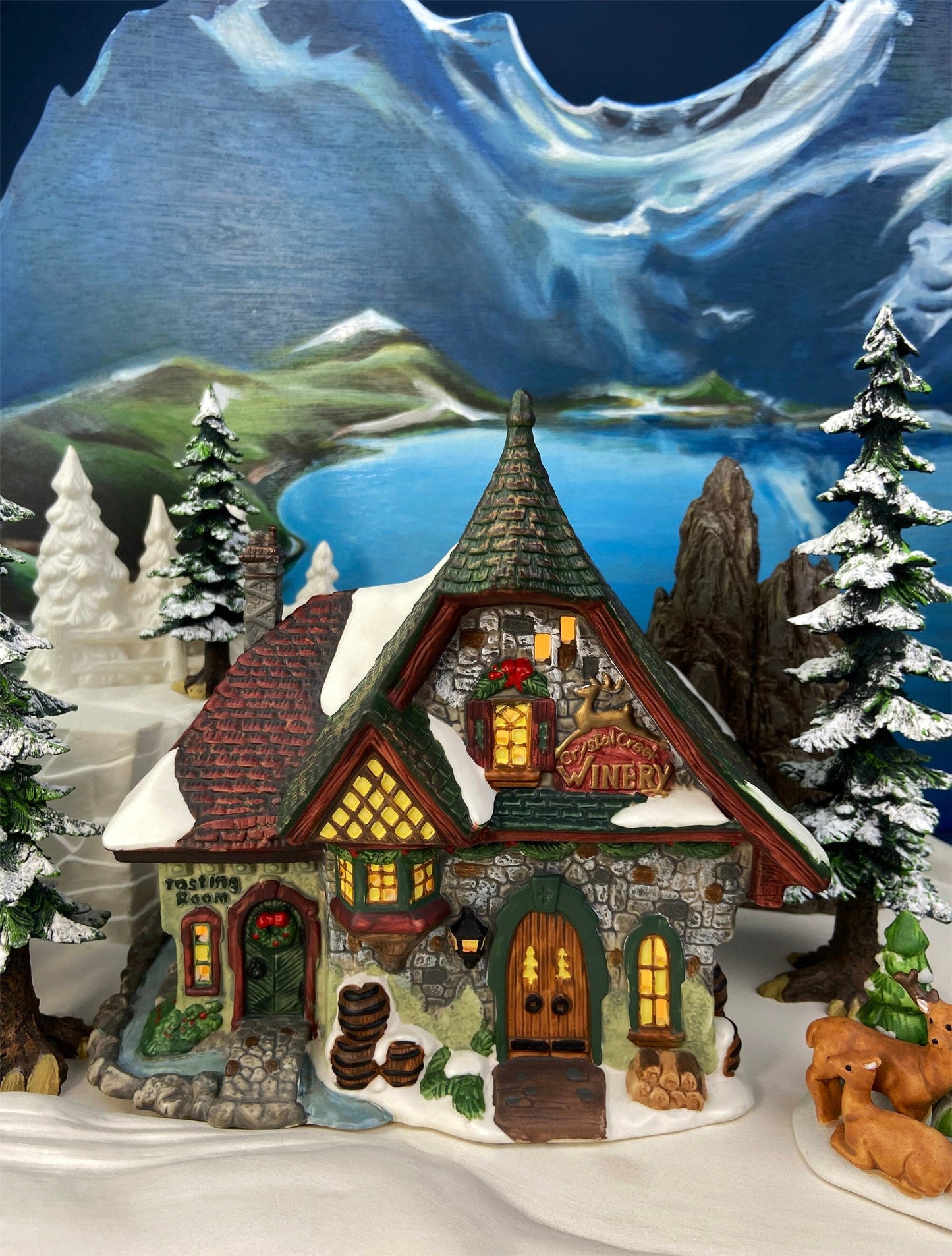 Christmas Village Accessories by Department 56.  Illuminated Harper's Farmhouse. New England Village Series.