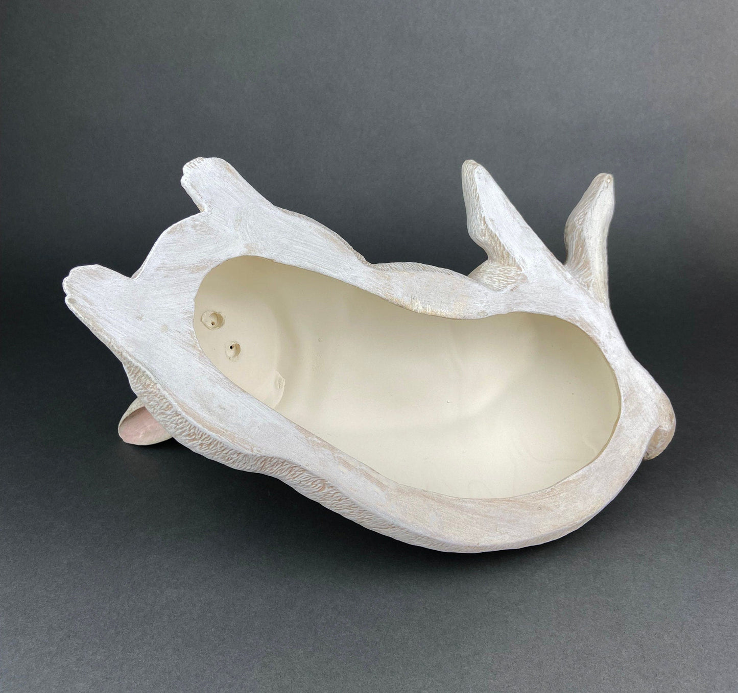 Large White Bunny Rabbit Figurine. Cute Reclining Plump Bunny for Easter and Spring Celebration. Modern Farmhouse. Rustic House Decor.