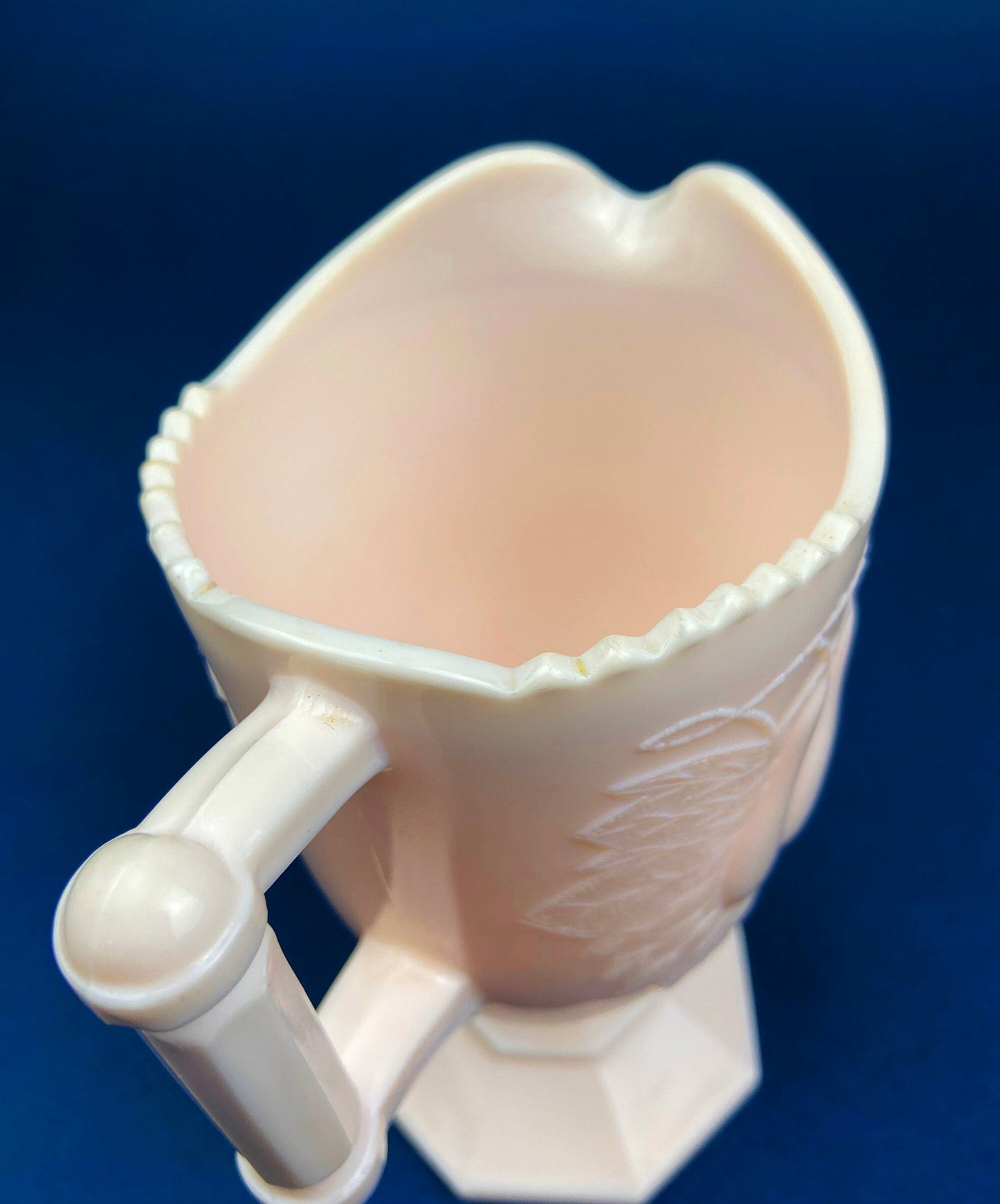 Pink Milk Glass Footed Creamer.  Pear Motif.  Collectible Tableware. Gift for Her.