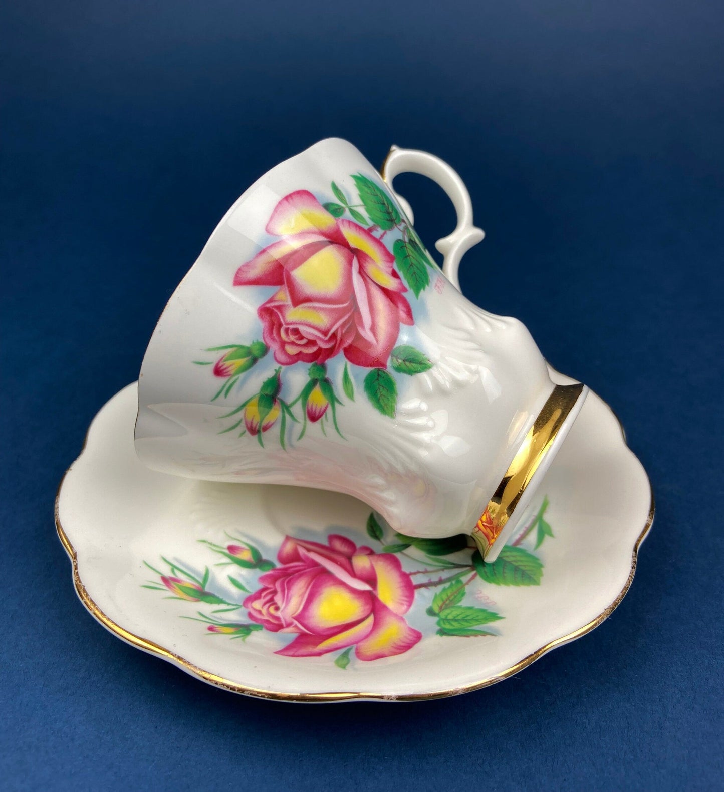 Vintage Tea/Coffee Cup and Saucer.  Royal Albert Sweetheart Roses "Anne". Fine Bone China Made in England.