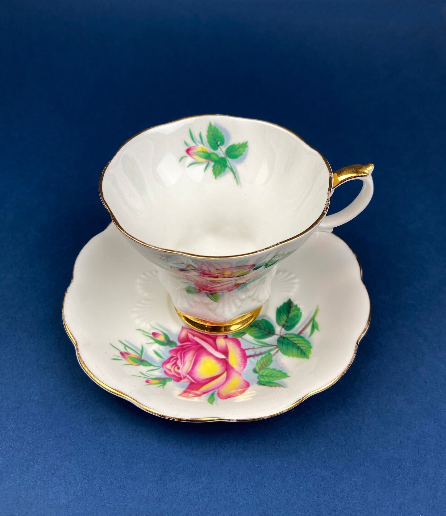 Vintage Tea/Coffee Cup and Saucer.  Royal Albert Sweetheart Roses "Anne". Fine Bone China Made in England.