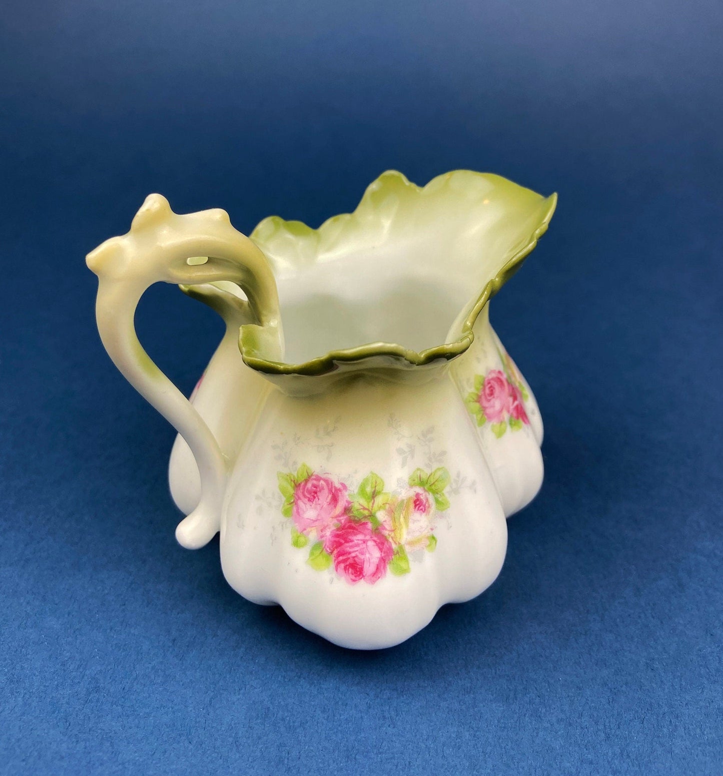 Antique Meissen Plate: Reticulated Hand-Painted Tea Rose Serving Platter