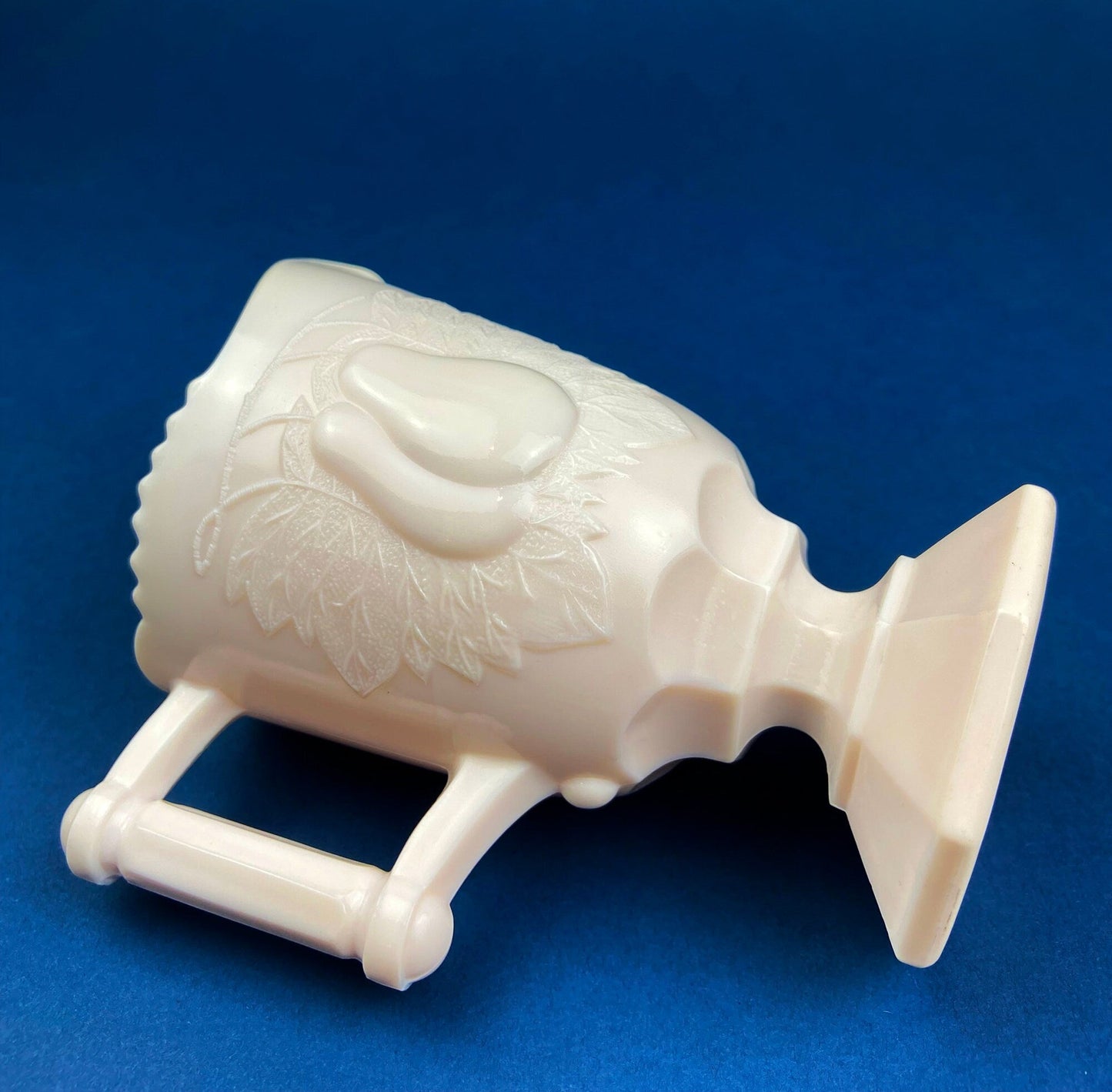 Pink Milk Glass Footed Creamer.  Pear Motif.  Collectible Tableware. Gift for Her.