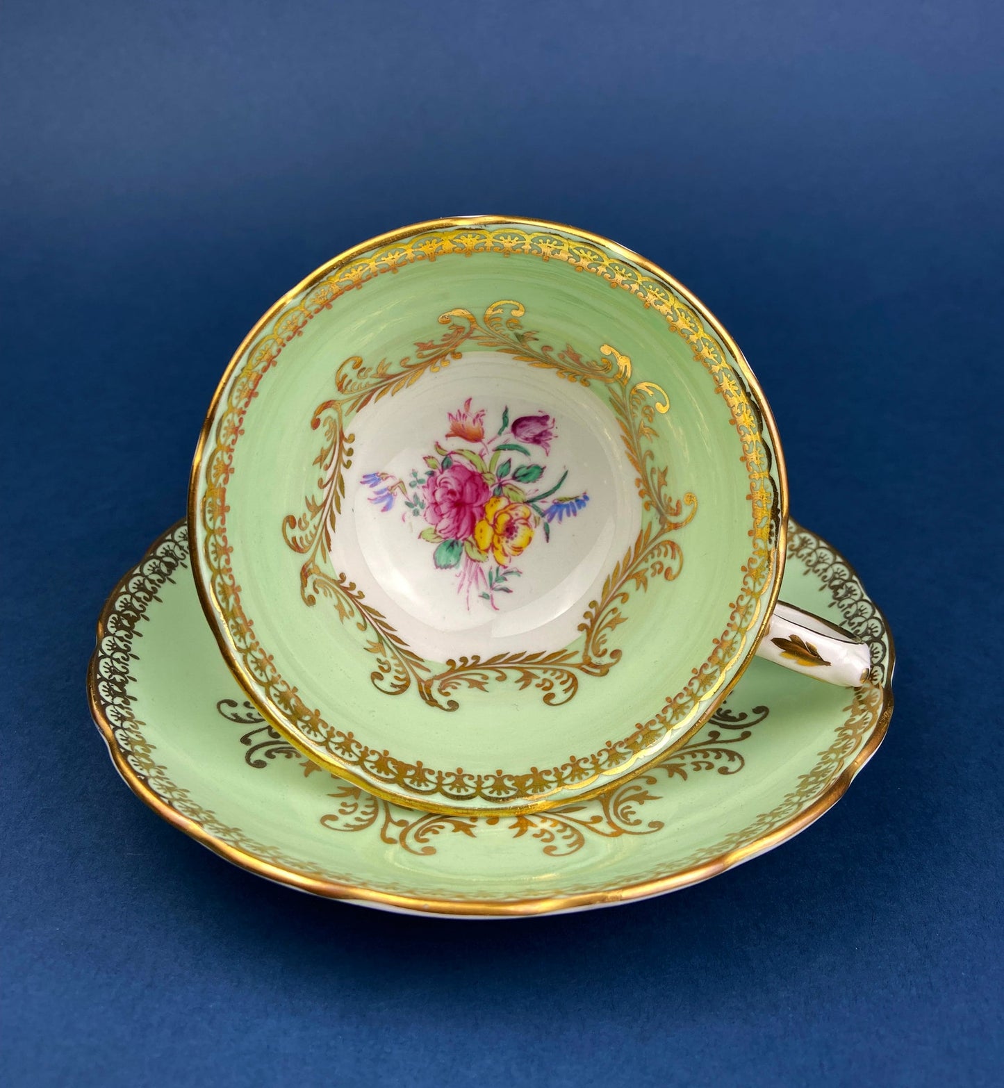 Vintage Teacup or Coffee Cup and Saucer. Royal Albert Georgina. Fine Bone China. Made in England.