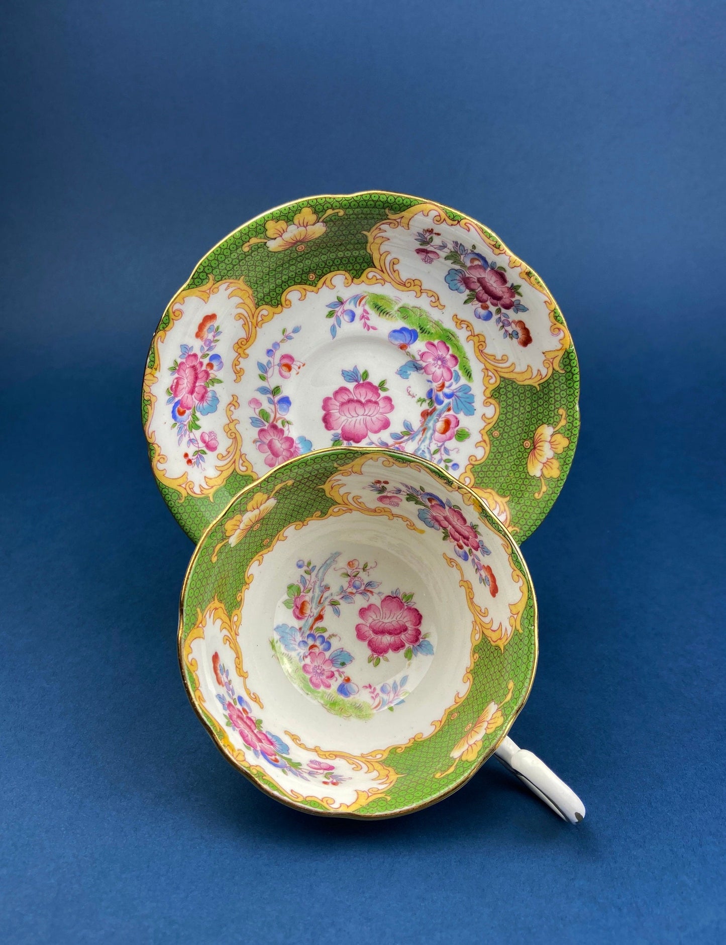 Vintage Teacup or Coffee Cup and Saucer. Royal Albert Georgina. Fine Bone China. Made in England.