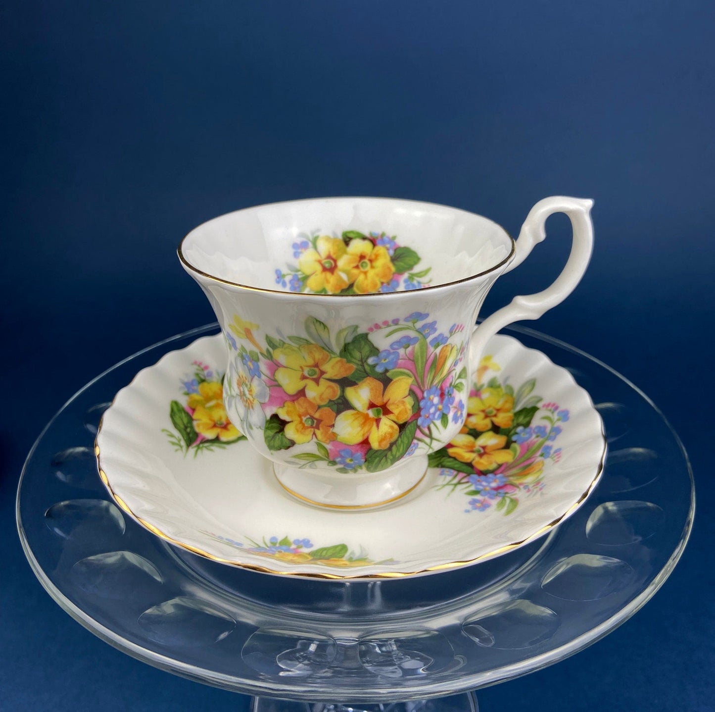 Vintage Tea/Coffee Cup and Saucer.  Royal Albert Orchid Motif. Fine Bone China. Made in England. Collectibles.  Replacements.