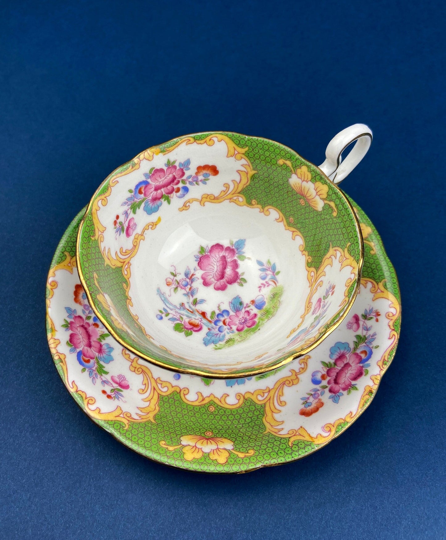 Antique Hand Painted Tea Cup. Asian Motif.  June Moth Pettern. Very Thin Porcelain. Collectible.