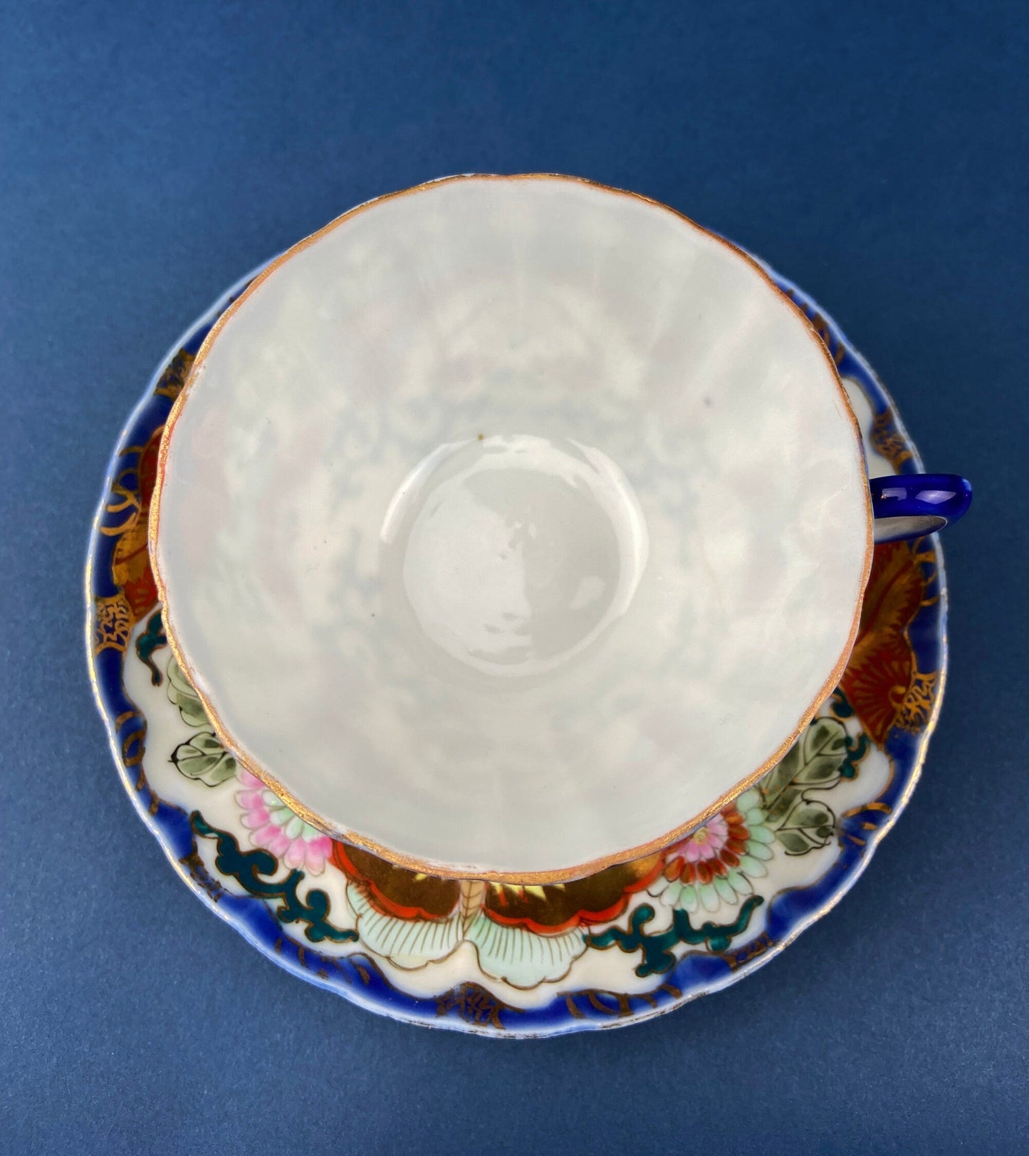 Antique Hand Painted Tea Cup. Asian Motif.  June Moth Pettern. Very Thin Porcelain. Collectible.