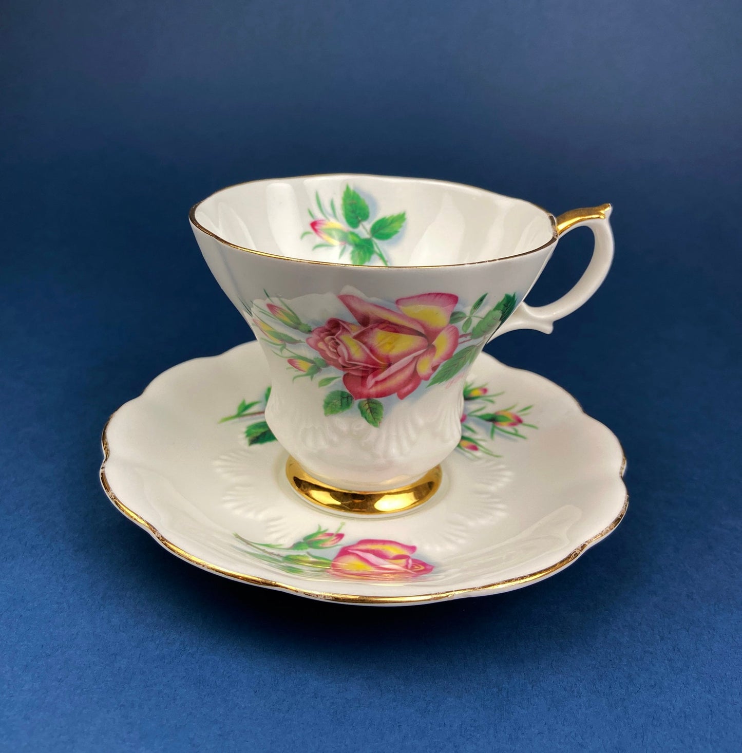 Vintage Tea/Coffee Cup and Saucer.  Royal Albert Sweetheart Roses "Anne". Fine Bone China Made in England.
