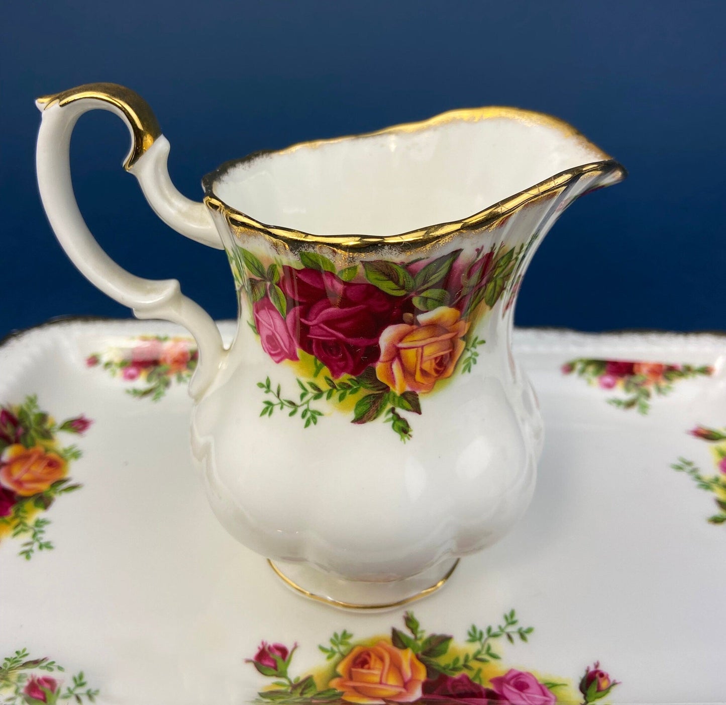Breakfast Tray, Creamer, Sugar Bowl, and Vase by Royal Albert. Old Country Roses Motif.  Made in England. Gift for Her. Gift for Mother.