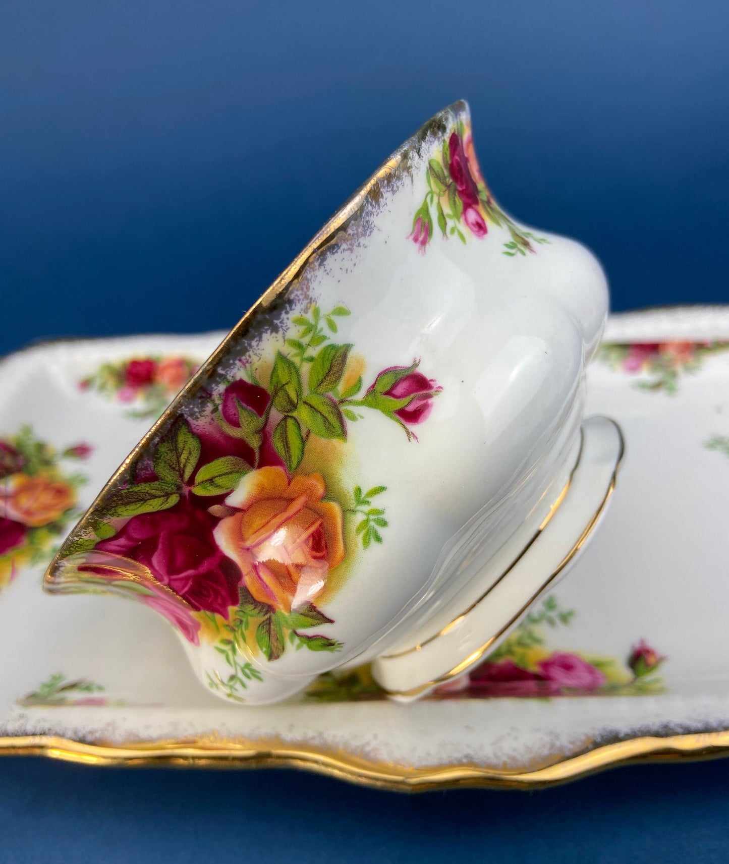 Breakfast Tray, Creamer, Sugar Bowl, and Vase by Royal Albert. Old Country Roses Motif.  Made in England. Gift for Her. Gift for Mother.