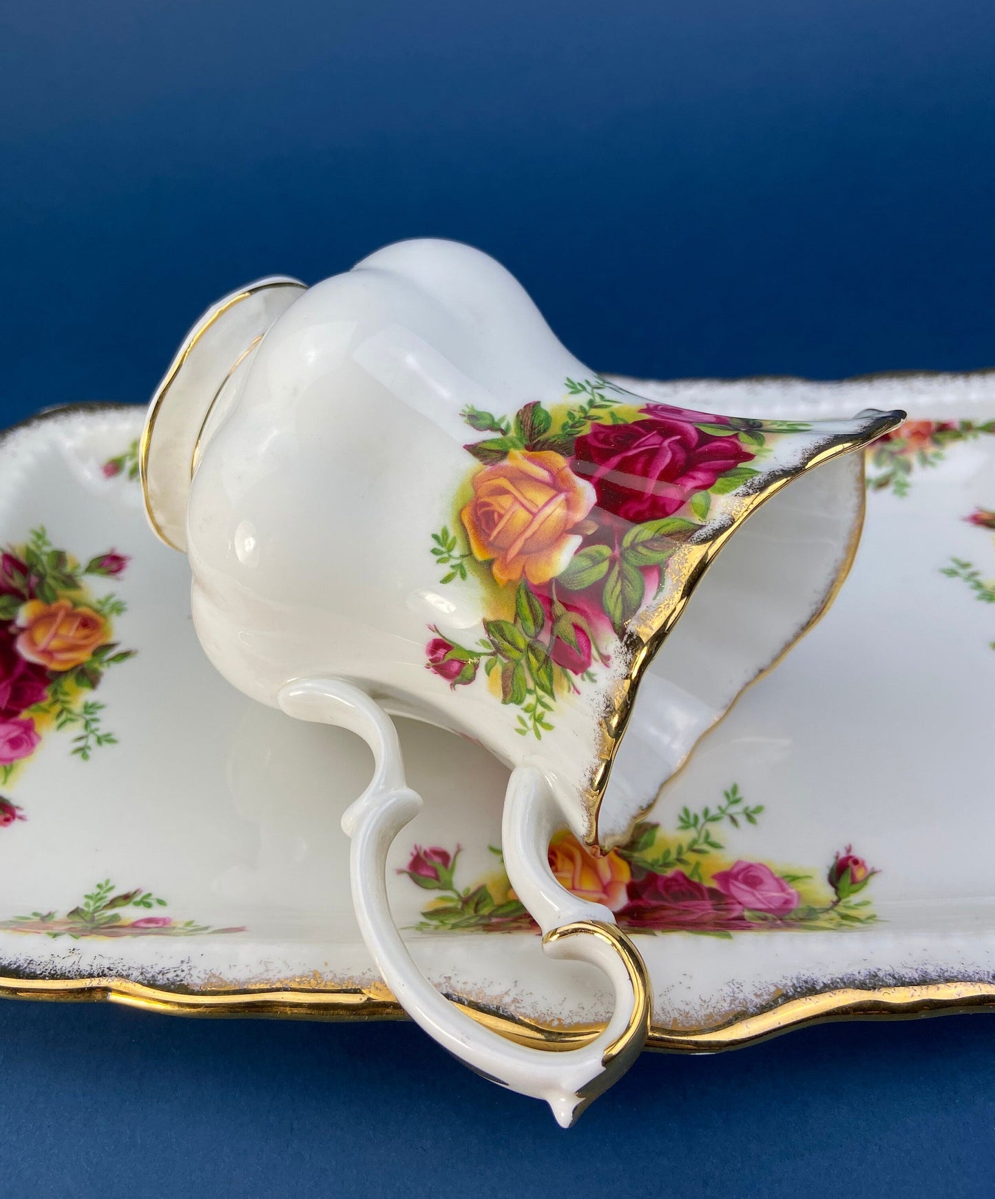 Breakfast Tray, Creamer, Sugar Bowl, and Vase by Royal Albert. Old Country Roses Motif.  Made in England. Gift for Her. Gift for Mother.