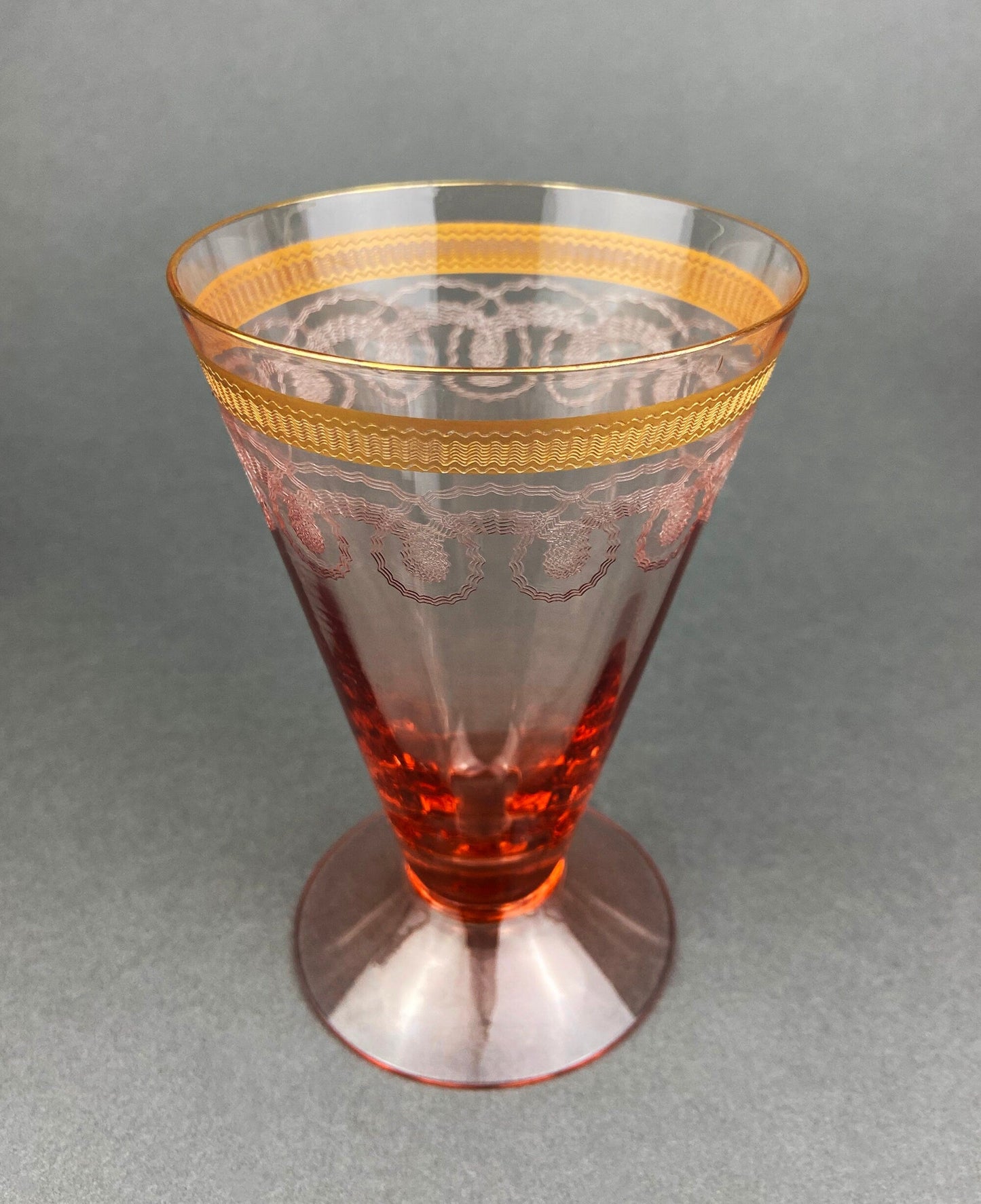 Antique Pink Crystal Water/Juice Goblets. Morgana Pink by Morgantown. Set of Eight, 8oz Footed Tumblers. Replacements.