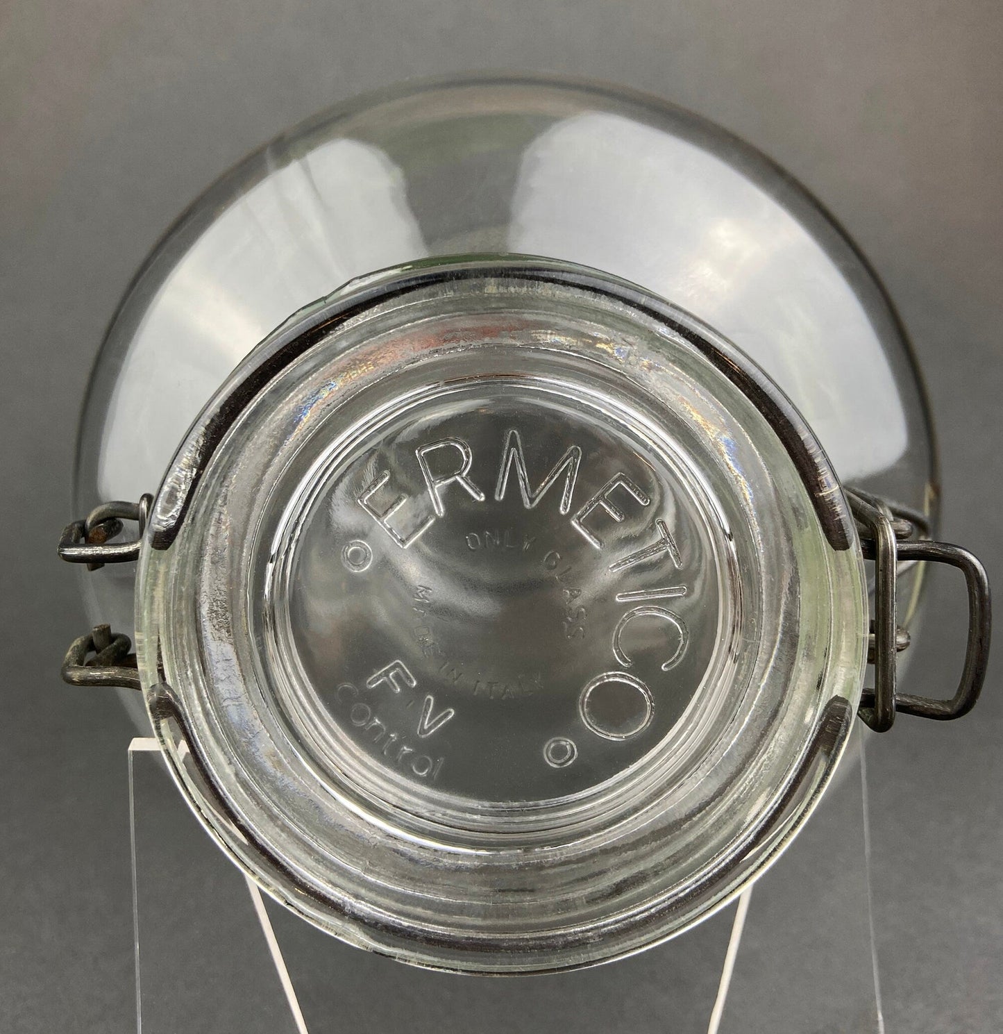 Glass Jar. Large Hermetic Jar by Ermettico FV Control. Glass Storage Jar Made in Italy.