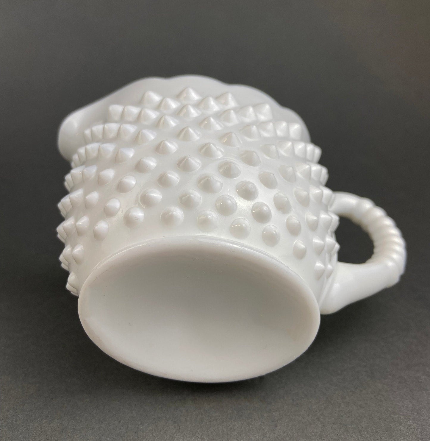 Milk Glass Large Creamer or Sauce Dish.  Hobnail Serving Dish. Scalloped edge Creamer or Sauciere. Fine Dining. Colectibles. Replacements.