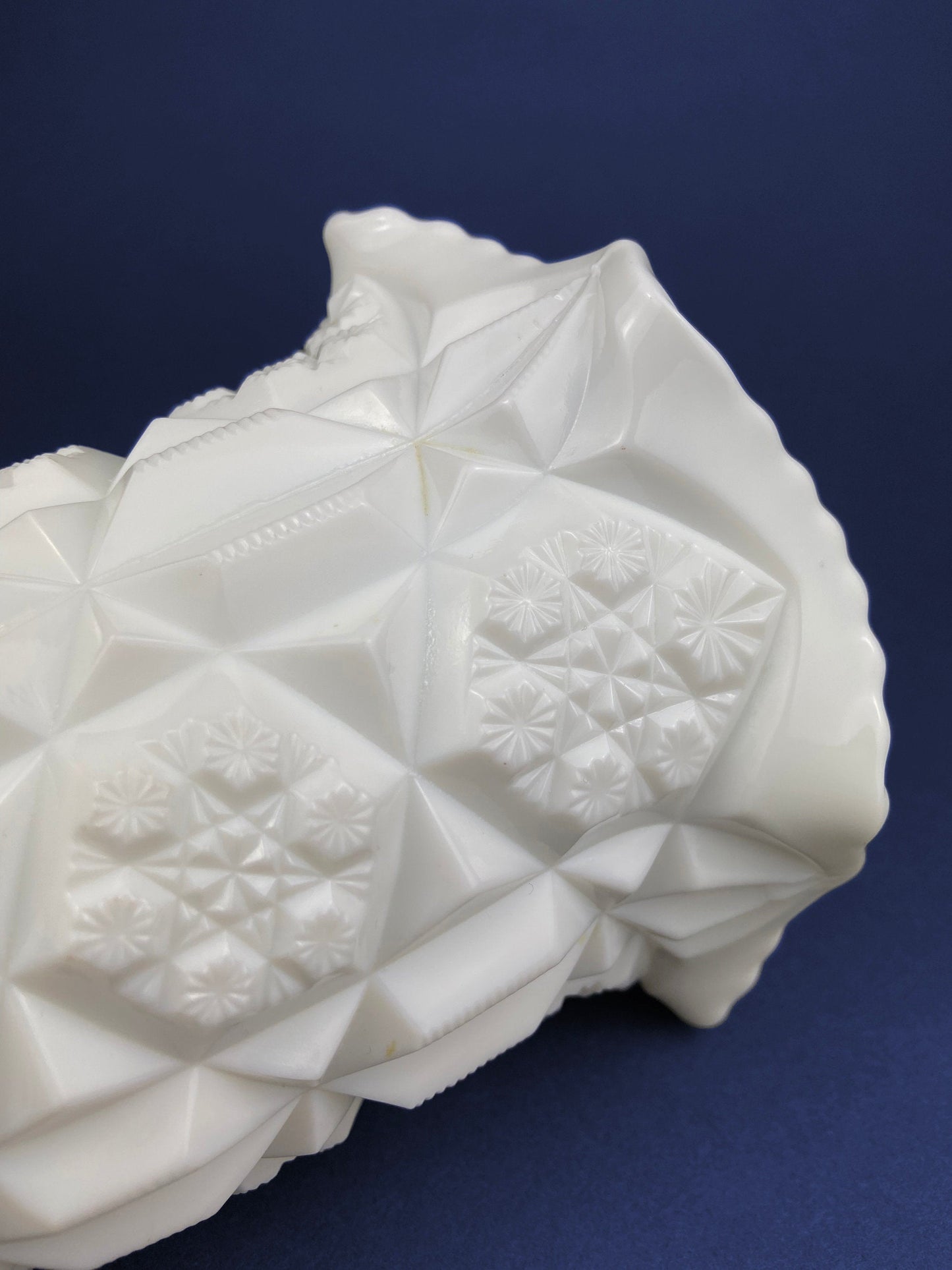Vase Vintage Westmoreland Milk Glass with Old Quilt Design. Block and Star Pattern. Collectible Glass.