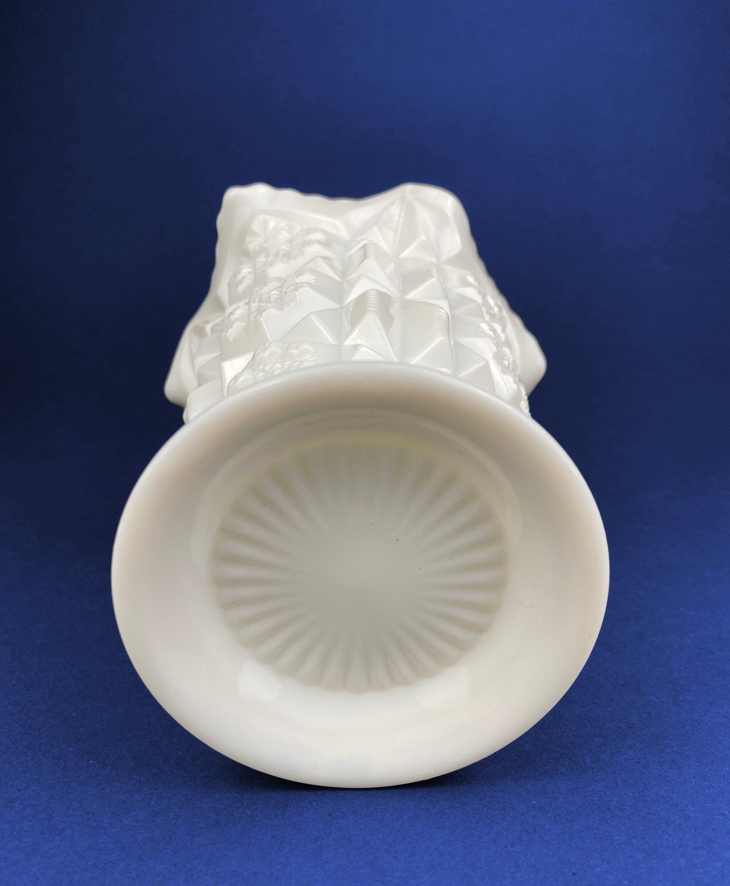 Vase Vintage Westmoreland Milk Glass with Old Quilt Design. Block and Star Pattern. Collectible Glass.