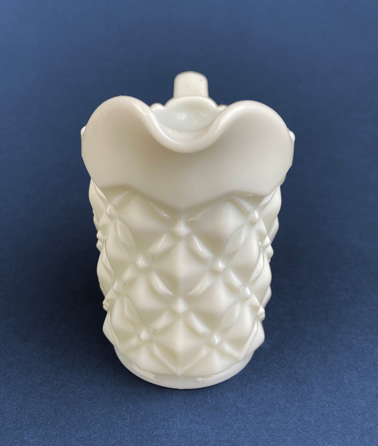 Milk Glass Creamer or Small Sauce Dish.  Hobnail Serving Dish. Scalloped edge Creamer or Sauciere. Fine Dining. Collectibles.