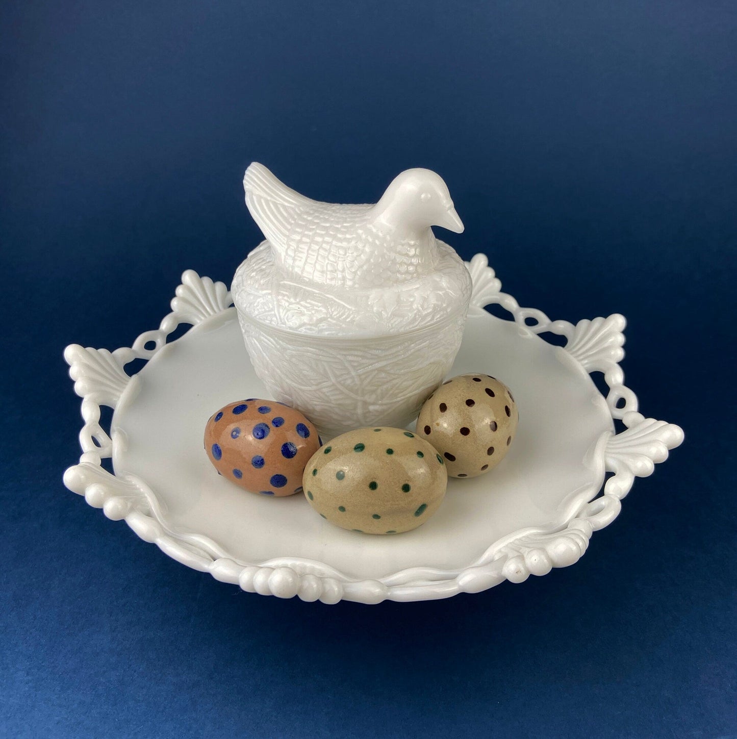 Milk Glass Bowl with Open Lace Edge.  Large Footed Fruit or Candy Bowl.  Westmoreland Collectible Display or Wedding Reception.