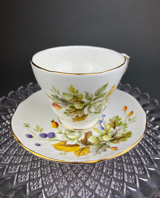 Duchess Tea Cup and Saucer. Autumn Motif Fine Bone China. Made in England.  Collectibles.  Replacements.