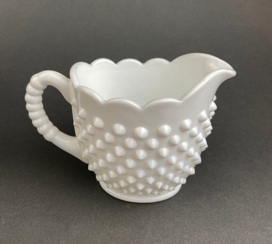 Milk Glass Large Creamer or Sauce Dish.  Hobnail Serving Dish. Scalloped edge Creamer or Sauciere. Fine Dining. Colectibles. Replacements.