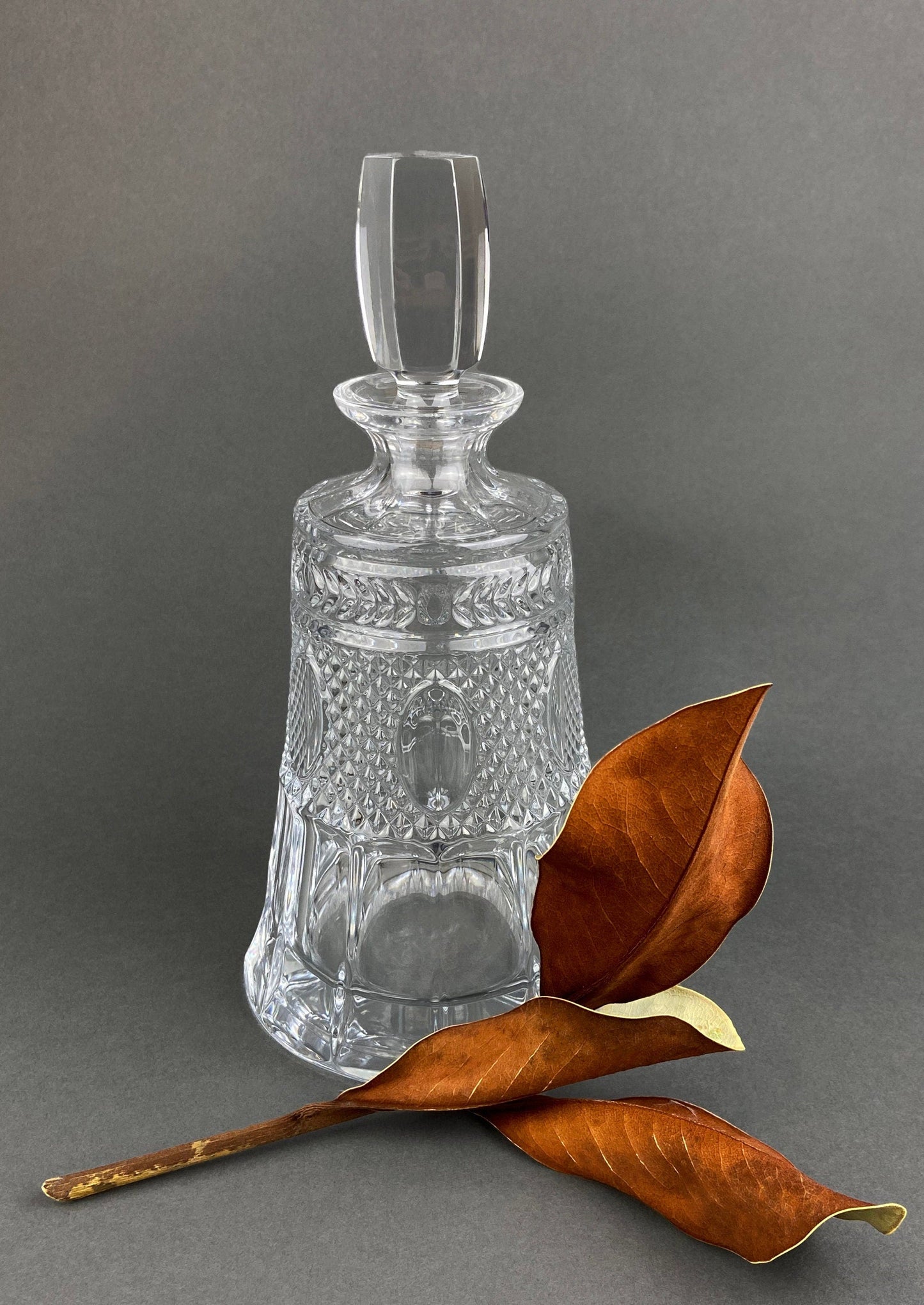 Crystal Decanter with Stopper.  Cut Crystal Carafe. Office Decor. Social Club Decor. Men Cave Accessory. Gift for Dad.