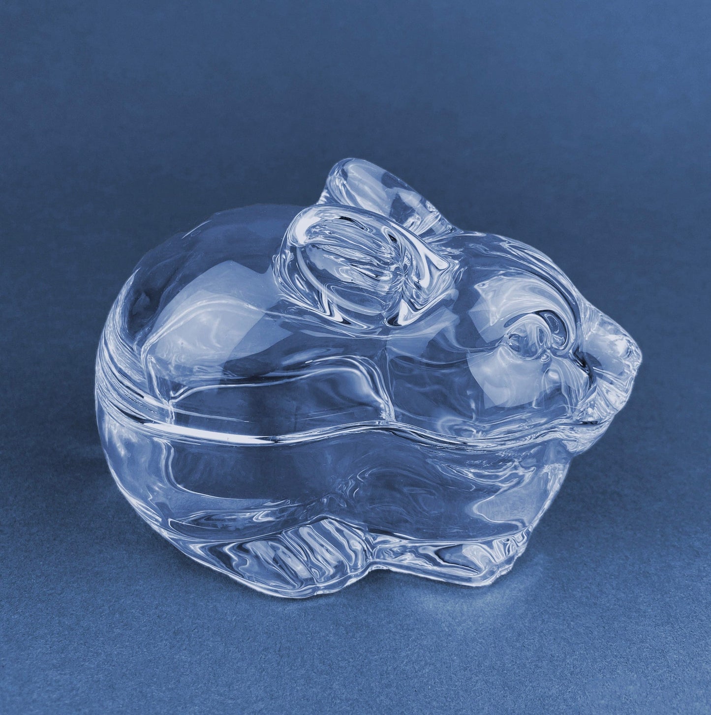 Glass Bunny Butter Dish.  Clear Glass Jar Shaped Like Rabbit. Trinket Box. Spring/Easter Celebration. Collectible Glass.