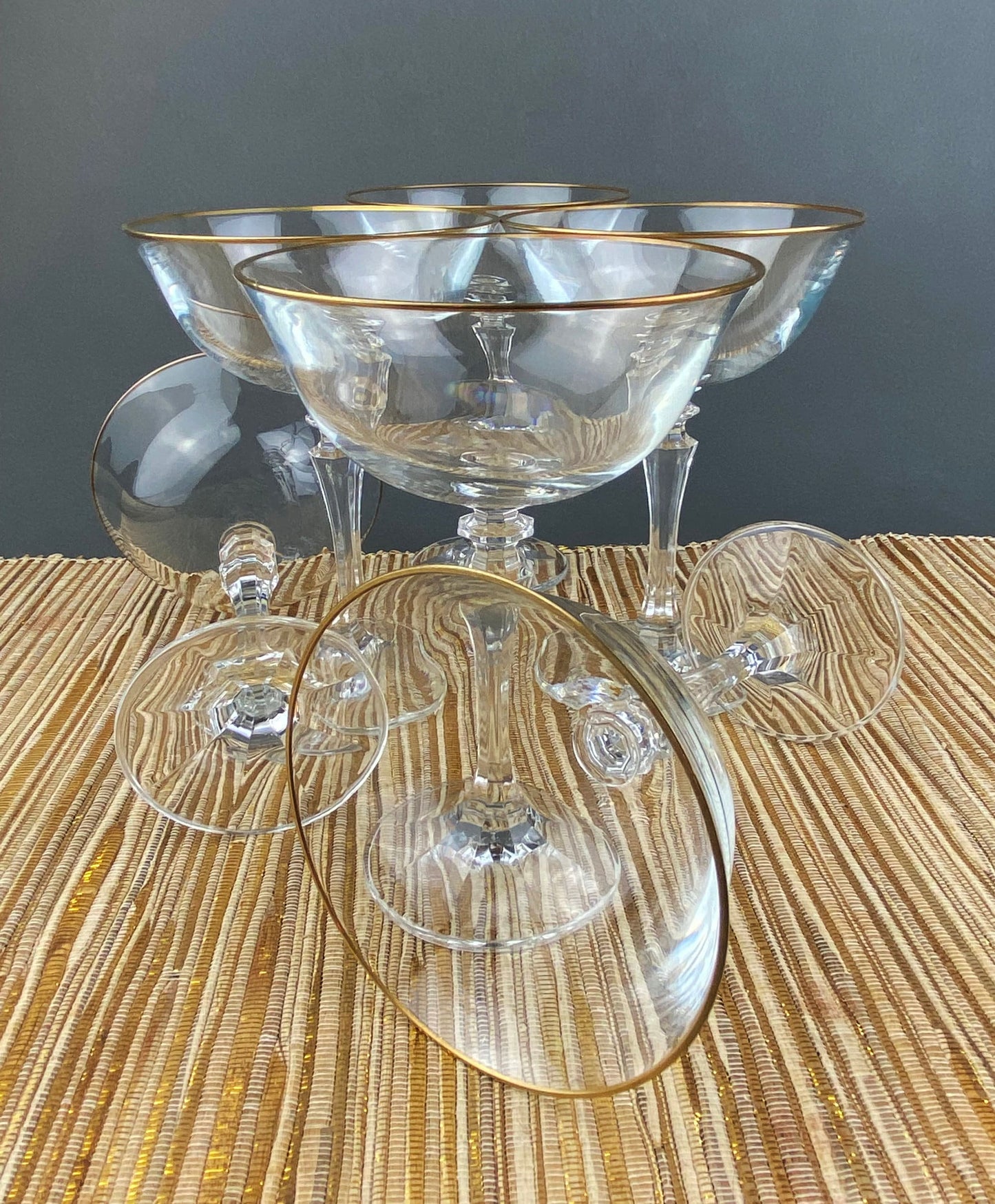 Fostoria Contour Clear Crystal Goblets with S-Shaped Stem. Set of Seven Water or Juice Stemware.  Luxurious Barware. Gift for Him.