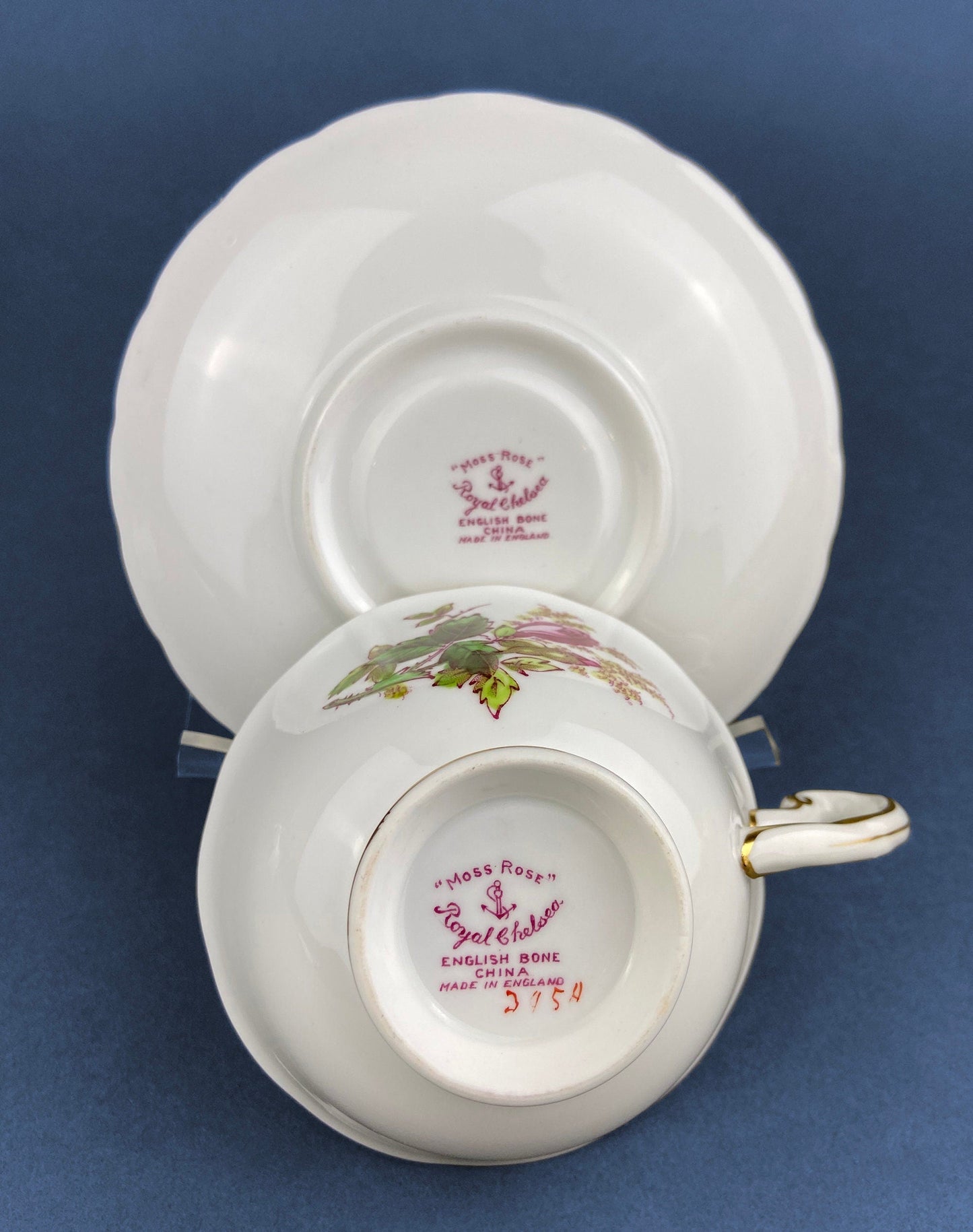 Vintage Tea/Coffee Cup and Saucer. Royal Chelsey Moss Rose. English Bone China. Fine Dining. Collectible Cup and Saucer.