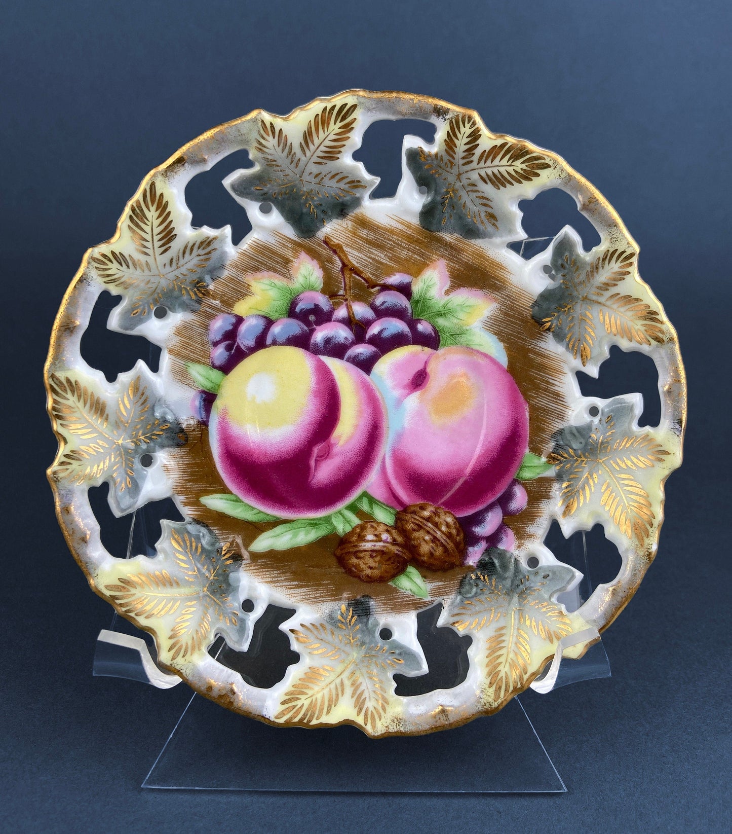 Vintage Metasco Tea Cup and Saucer. Made in Japan. Cherry Blossom Motif. Iridescent Background. Collectible Tea Set.